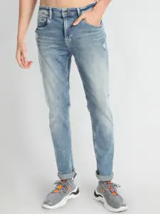 Flying Machine Men Slim Fit Low Distress Heavy Fade Stretchable Jeans