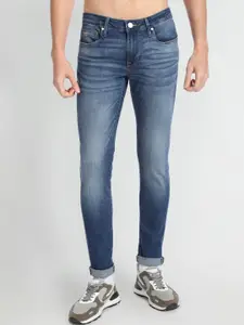 Flying Machine Men Skinny Fit Low Distress Light Fade Stretchable Jeans