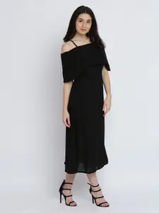 Miss Chase Black Off-Shoulder Fit and Flare Dress