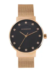 GIORDANO Women Black Embellished Analogue Watch A2062-11