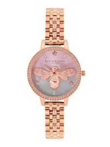 OLIVIA BURTON LONDON Women Mother of Pearl & Embellished Stainless Steel Watch OB16GB04