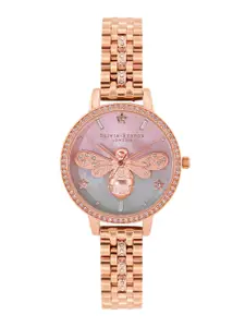 OLIVIA BURTON LONDON Women Mother of Pearl & Embellished Stainless Steel Watch OB16GB04