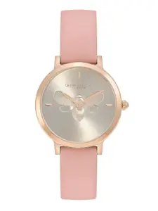 OLIVIA BURTON LONDON Women Ultra Slim Bee Leather Analogue Watch 24000018-Silver