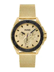 Hugo Boss Men Braided Fresh Chronograph Analogue Watch 1530288-Gold