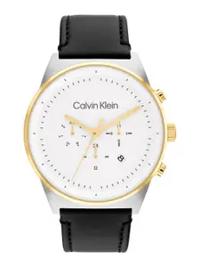 Calvin Klein Men Impressive Leather Analogue Multi Function Watch 25200299