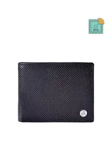 Eske Men Textured Leather RFID Water Resistant Two Fold Wallet