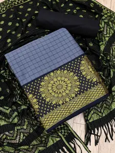 APNISHA Embroidered Pure Silk Zari Unstitched Dress Material