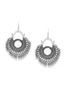 Infuzze Silver-Plated Oxidised Drop Earrings