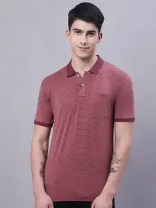 VENITIAN Abstract Printed Polo Collar Slim Fit T-Shirt