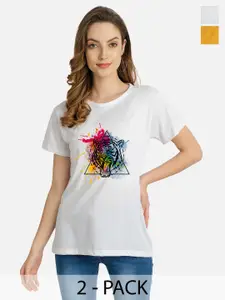 CHOZI Pack Of 2 Graphic Printed Cotton T-Shirt