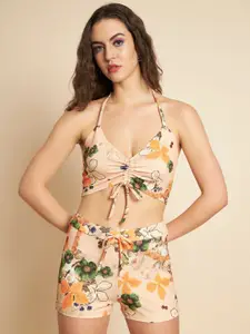 MAZIE Floral Print Halter Neck Top and Shorts