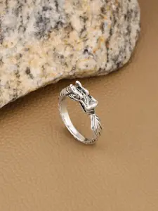 GIVA Men 925 Sterling Silver Oxidised Dragon Finger Ring