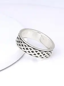 GIVA Men 925 Sterling Silver Oxidised Textured Finger Ring