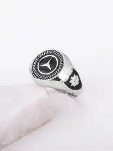 GIVA Men 925 Sterling Silver Oxidised Textured Finger Ring