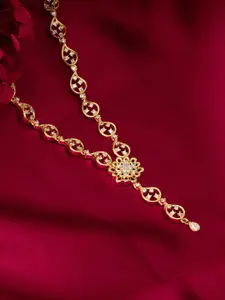 GIVA Sterling Silver Gold-Plated CZ Studded Necklace