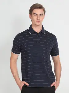 Arrow Striped Polo Collar Pure Cotton T-shirt