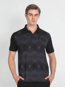 Arrow New York Geometric Printed Polo Collar Pure Cotton T-shirt