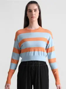 ONLY Onlibi Ls Short Striped Drop Shoulder Sleeves Crop Pullover