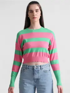 ONLY Striped Ribbed Crop Knitted Pullover