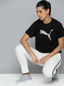 Puma Brand Logo Printed Drop-Shoulder Sleeves Pure Cotton HER T-shirt