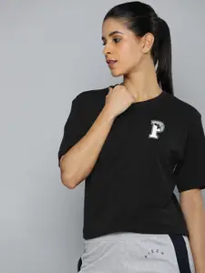 Puma Brand Logo Printed Drop-Shoulder Sleeves Pure Cotton T-shirt