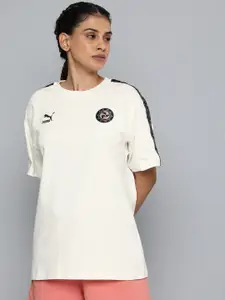 Puma Brand Logo Printed Drop-Shoulder Sleeves Dare To Panel Pure Cotton Football T-shirt