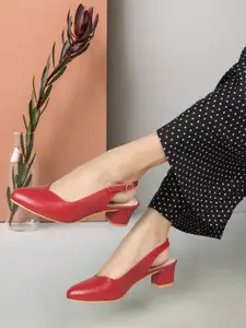 ICONICS Pointed Toe Block Slingback Heel Pumps