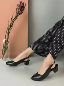 ICONICS Pointed Toe Block Pumps With Backstrap