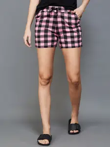 Ginger by Lifestyle Women Checked Cotton Mid-Rise Shorts