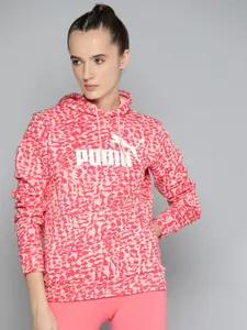 Puma Essentials+ Animal Printed Brand Logo Detail Hoodie
