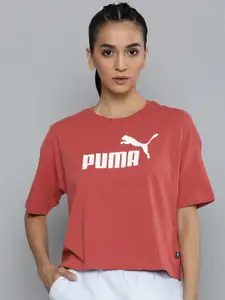 Puma Pure Cotton Essentials Relaxed Fit Brand Logo Printed Drop-Shoulder Sleeves T-shirt
