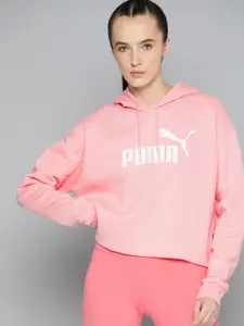 Puma Essentials Cropped Brand Logo Print Hooded Sweatshirt
