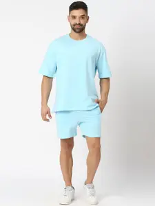 THE DAILY OUTFITS Round Neck Pure Cotton Oversized T-shirt With Shorts