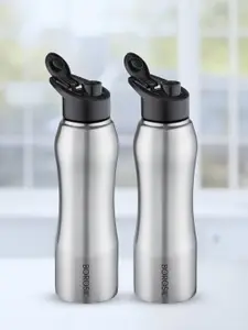 BOROSIL Grip N Sip 2 Pcs Single Wall Stainless Steel Bottle 1L Each