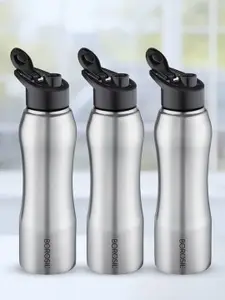 BOROSIL Grip N Sip 3-Pieces Silver-Toned Single Wall Bottle 1L Each