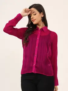CHARMGAL Classic Sheer Striped Casual Shirt