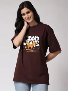 The Label Bar Good Vibes Printed Oversized Cotton T-shirt