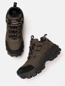 Woodland Men Textured Leather Trekking Shoes