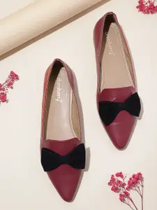 DressBerry Women Pointed Toe Ballerinas with Bow Detail