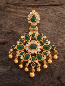 Kushal's Fashion Jewellery 92.5 Pure Silver Gold-Plated Stone-Studded Pendant