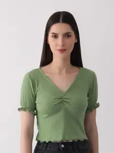 DKGF FASHION V-Neck Short Sleeves Top