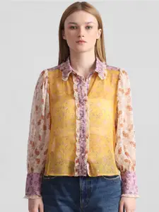 ONLY Women Floral Printed Semi Sheer Casual Shirt