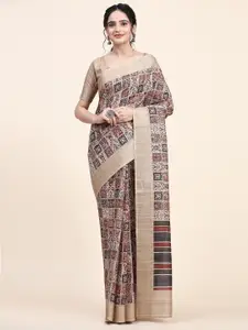 RACHNA Ethnic Motifs Printed Zari Pure Silk Tussar Saree