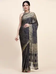 RACHNA Geometric Printed Poly Chiffon Saree