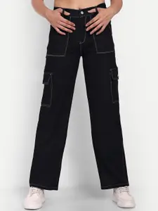 Next One Women Smart Wide Leg High-Rise Clean Look Cotton Stretchable Jeans