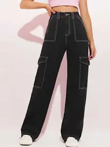 Next One Women Smart Wide Leg High-Rise Clean Look Cotton Stretchable Jeans