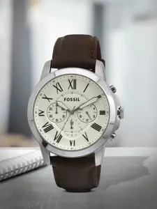 Fossil Men Cream-Coloured Dial Watch FS4735
