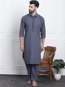 SOJANYA Thread Work Shirt Collar Pathani Pure Cotton Kurta with Pyjamas