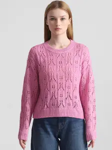 ONLY Self Design Round Neck Pullover