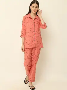 KALINI Floral Printed Pure Cotton Night Suit